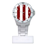 Vertical Stripes - White and Maroon Red Nurses Watch