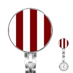 Vertical Stripes - White and Maroon Red Stainless Steel Nurses Watch