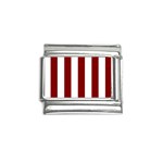 Vertical Stripes - White and Maroon Red Italian Charm (9mm)