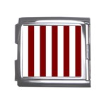 Vertical Stripes - White and Maroon Red Mega Link Italian Charm (18mm)