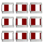 Vertical Stripes - White and Maroon Red 9mm Italian Charm (9 pack)
