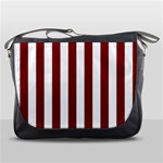 Vertical Stripes - White and Maroon Red Messenger Bag