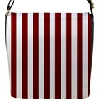 Vertical Stripes - White and Maroon Red Flap Closure Messenger Bag (S)