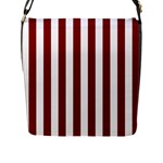 Vertical Stripes - White and Maroon Red Flap Closure Messenger Bag (L)