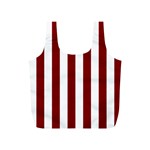 Vertical Stripes - White and Maroon Red Full Print Recycle Bag (S)