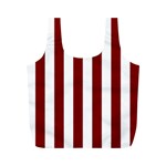 Vertical Stripes - White and Maroon Red Full Print Recycle Bag (M)