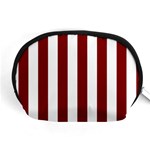 Vertical Stripes - White and Maroon Red Accessory Pouch (Medium)