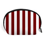 Vertical Stripes - White and Maroon Red Accessory Pouch (Large)