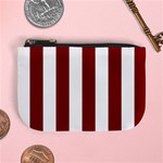 Vertical Stripes - White and Maroon Red Mini Coin Purse