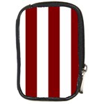 Vertical Stripes - White and Maroon Red Compact Camera Leather Case
