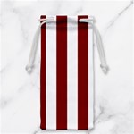 Vertical Stripes - White and Maroon Red Jewelry Bag