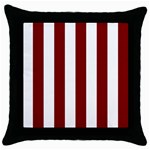 Vertical Stripes - White and Maroon Red Throw Pillow Case (Black)
