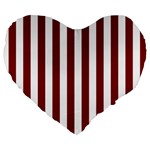Vertical Stripes - White and Maroon Red Large 19  Premium Heart Shape Cushion