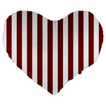Vertical Stripes - White and Maroon Red Large 19  Premium Flano Heart Shape Cushion