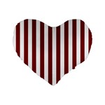 Vertical Stripes - White and Maroon Red Standard 16  Premium Flano Heart Shape Cushion