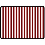 Vertical Stripes - White and Maroon Red Fleece Blanket (Large) (One Side)