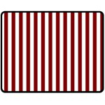 Vertical Stripes - White and Maroon Red Fleece Blanket (Medium) (One Side)