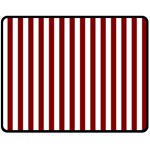 Vertical Stripes - White and Maroon Red Double Sided Fleece Blanket (Medium) (Two Sides)