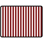 Vertical Stripes - White and Maroon Red Double Sided Fleece Blanket (Large) (Two Sides)