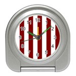Vertical Stripes - White and Maroon Red Desk Alarm Clock