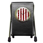 Vertical Stripes - White and Maroon Red Pen Holder Desk Clock