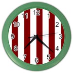 Vertical Stripes - White and Maroon Red Color Wall Clock