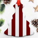 Vertical Stripes - White and Maroon Red Christmas Tree Ornament (Two Sides)