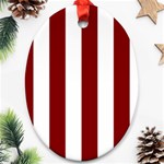 Vertical Stripes - White and Maroon Red Oval Ornament (Two Sides)