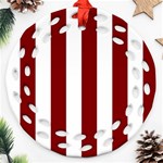 Vertical Stripes - White and Maroon Red Round Filigree Ornament (Two Sides)