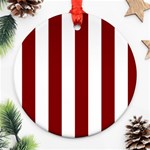 Vertical Stripes - White and Maroon Red Round Ornament (Two Sides)