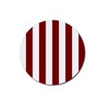 Vertical Stripes - White and Maroon Red Rubber Coaster (Round)