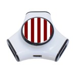 Vertical Stripes - White and Maroon Red Portable USB Hub (One Side)