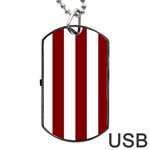 Vertical Stripes - White and Maroon Red Dog Tag USB Flash (One Side)