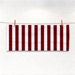 Vertical Stripes - White and Maroon Red Hand Towel