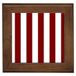 Vertical Stripes - White and Maroon Red Framed Tile