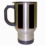 Vertical Stripes - White and Maroon Red Travel Mug (Silver Gray)