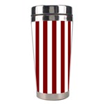 Vertical Stripes - White and Maroon Red Stainless Steel Travel Tumbler