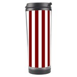 Vertical Stripes - White and Maroon Red Travel Tumbler
