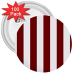 Vertical Stripes - White and Maroon Red 3  Button (100 pack)