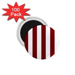 Vertical Stripes - White and Maroon Red 1.75  Magnet (100 pack)