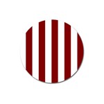 Vertical Stripes - White and Maroon Red Magnet 3  (Round)