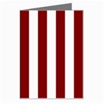 Vertical Stripes - White and Maroon Red Greeting Card