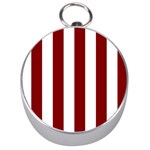 Vertical Stripes - White and Maroon Red Silver Compass