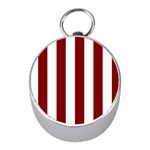 Vertical Stripes - White and Maroon Red Silver Compass (Mini)