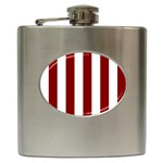 Vertical Stripes - White and Maroon Red Hip Flask (6 oz)