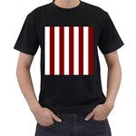 Vertical Stripes - White and Maroon Red Men s T-Shirt (Black)