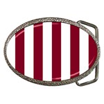 Vertical Stripes - White and Burgundy Red Belt Buckle