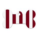 Vertical Stripes - White and Burgundy Red Dog Tag Bone (One Side)