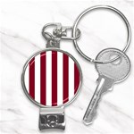 Vertical Stripes - White and Burgundy Red Nail Clippers Key Chain