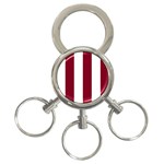 Vertical Stripes - White and Burgundy Red 3-Ring Key Chain